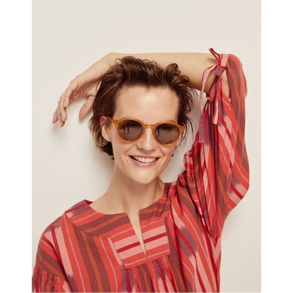 NEW Madewell | Ikat Peasant Tie-Sleeve Popover 100% Cotton Blouse, Size XXS - Picture 2 of 14